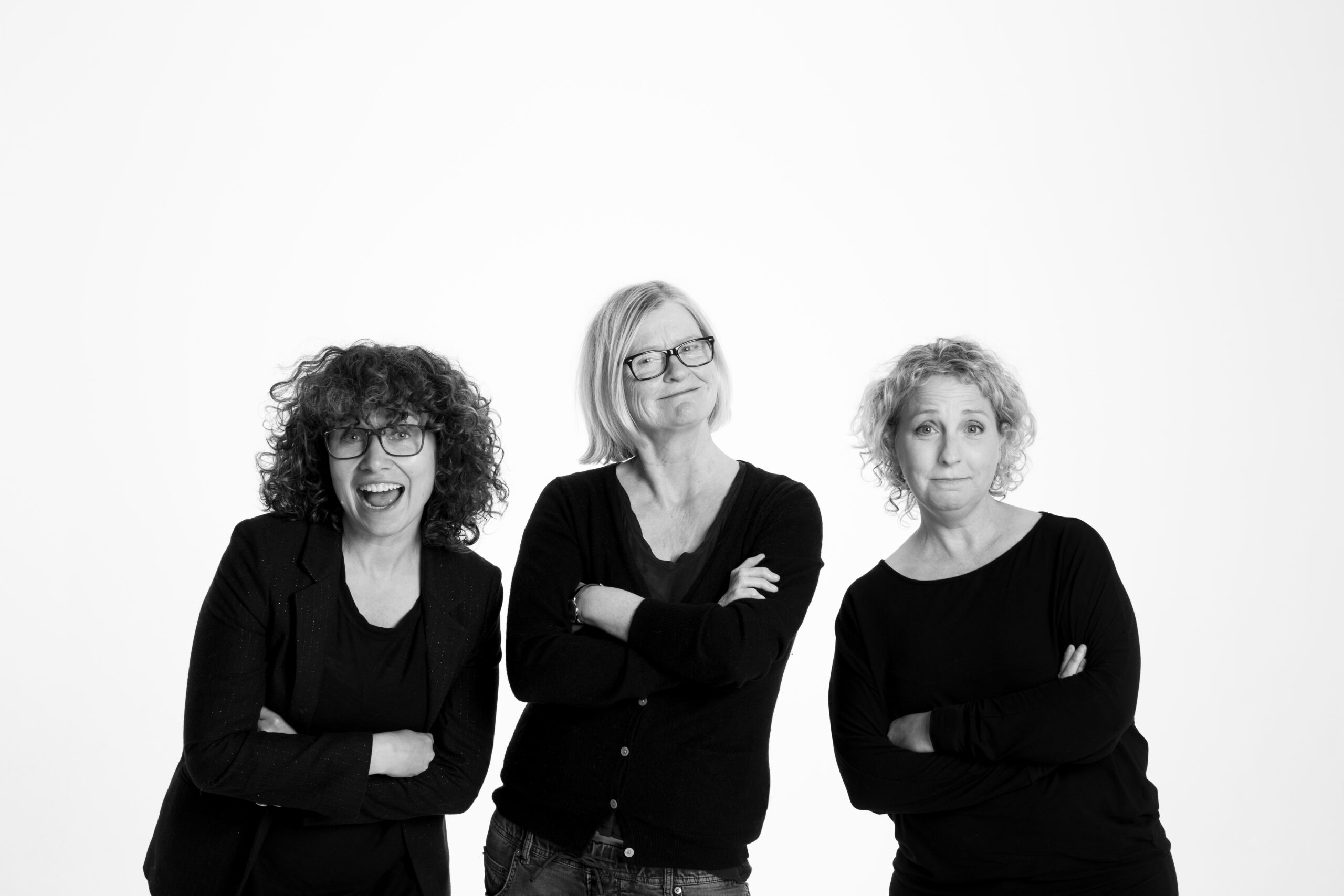 Christine Gernon, Gill Isles and Emma Strain — Blue House Productions founders. Portrait by Andy Hollingworth.